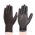 Hespax Customized Logo 13G Anti-static PU Grey Gloves